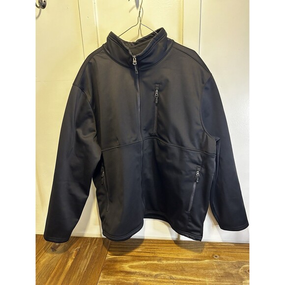 Swiss Tech Mens Softshell Jacket 2xl Black Zipped Pockets Fleece Lining Nice! - Picture 1 of 8